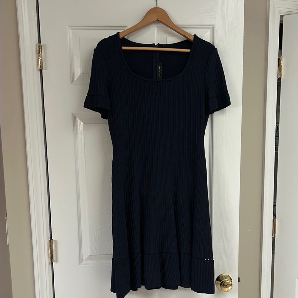 St John Navy Blue Eyelet Dress